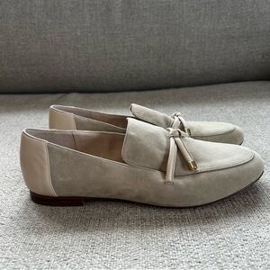Louise et Cie Suede Tassel Loafers in Light Beige Women's Slip-On Flats, Size 8